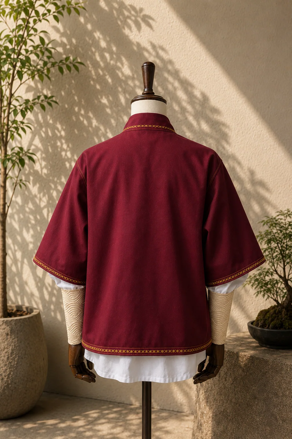 Back view of crimson Riōnyn jacket