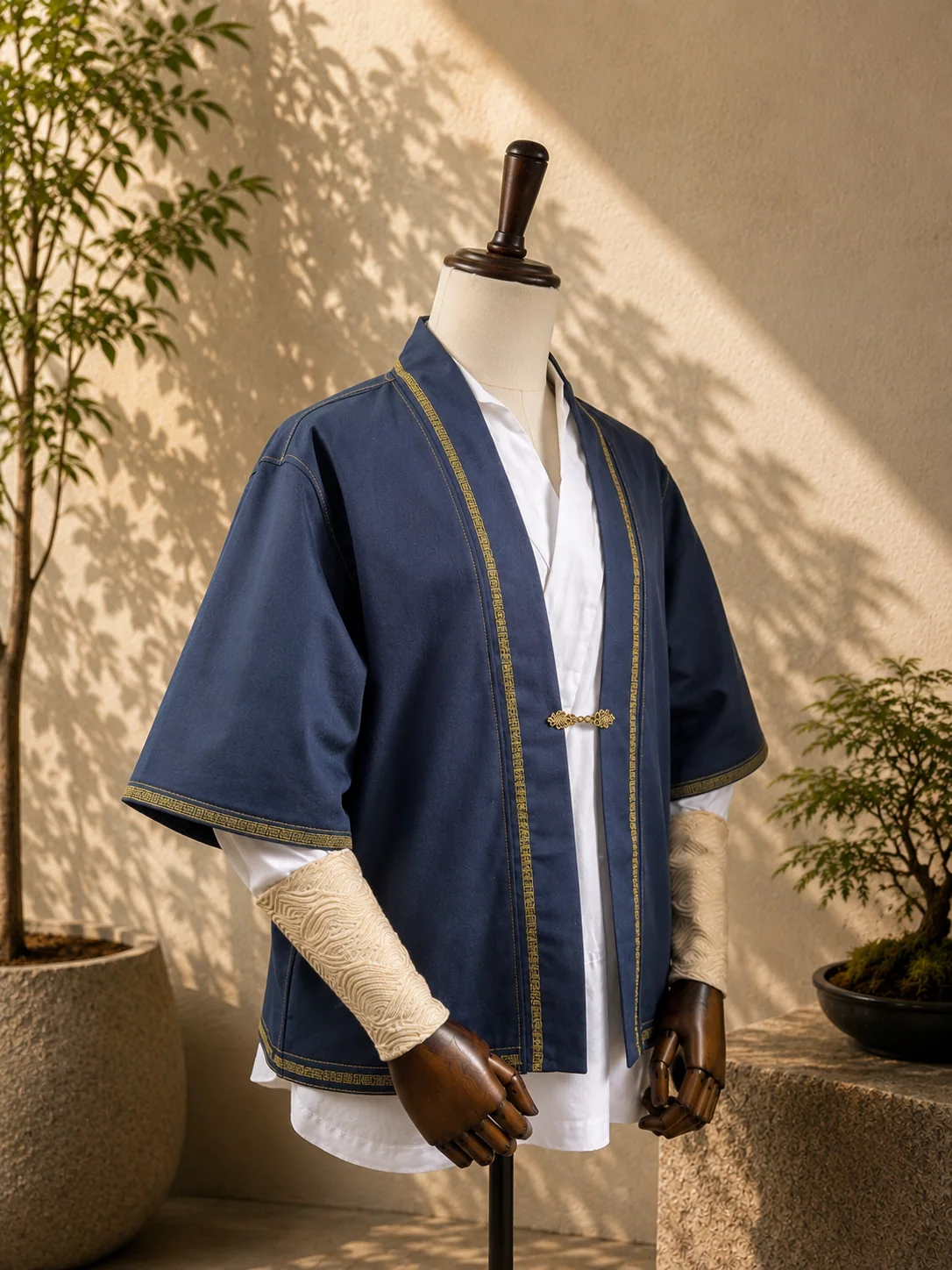 Midnight navy Riōnyn jacket with gold trim